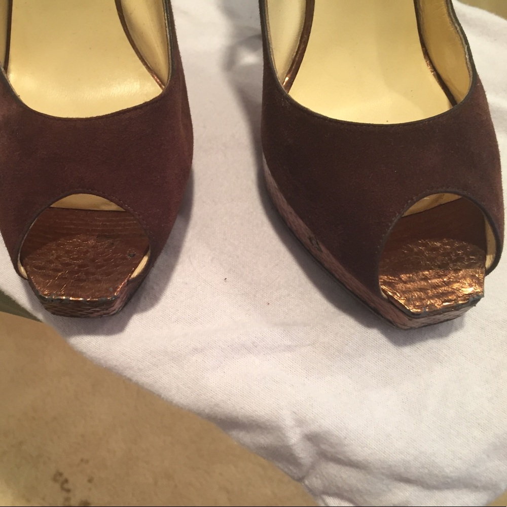 Authentic Jimmy Choo Suede Leather Trim Slingback Sandals - Picture 4 of 8